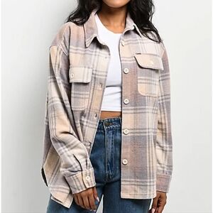 Women's Dravus Fleece Plaid Button Down Shacket Small NWT's!